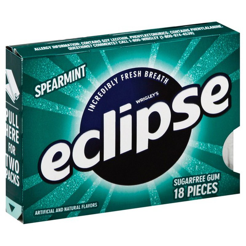 Eclipse Sugar Free Gum, Spearmint, 18 Pieces, 1 Pack