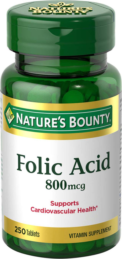 Nature's Bounty Folic Acid Supplement, 800mcg, 250 Tablets