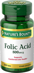 Nature's Bounty Folic Acid Supplement, 800mcg, 250 Tablets