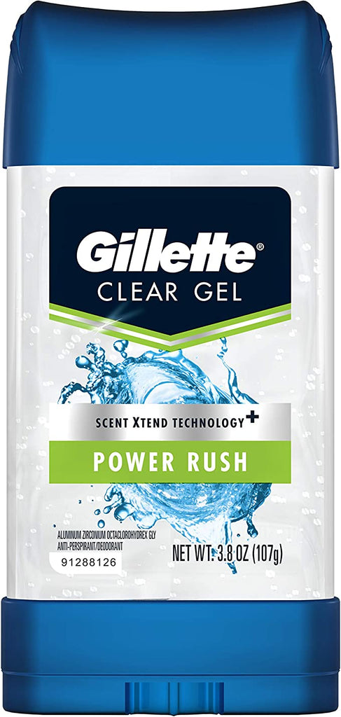 Gillette Anti-Perspirant Deodorant Clear Gel, Power Rush 3.8 oz (2-pack)