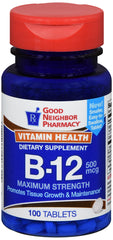 GNP Vitamin B-12 500 Mcg - 100 tablets