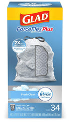Glad ForceFlexPlus Tall Kitchen Drawstring Trash Bags - 13 Gallon Grey Trash Bag 34 Count