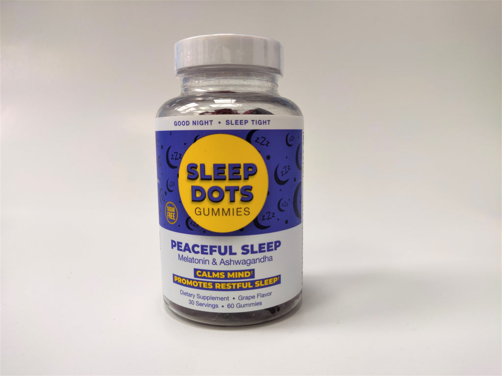 Sleep Dots Gummies - Peaceful Sleep melatonin & Ashwagandha - Sugar Free - 60 Gummies