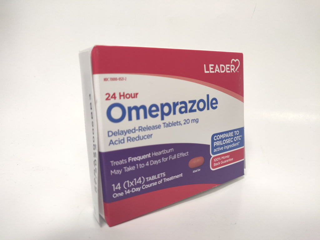 Leader 24 Hour Omeprazole 20mg, 14 delayed release tablets