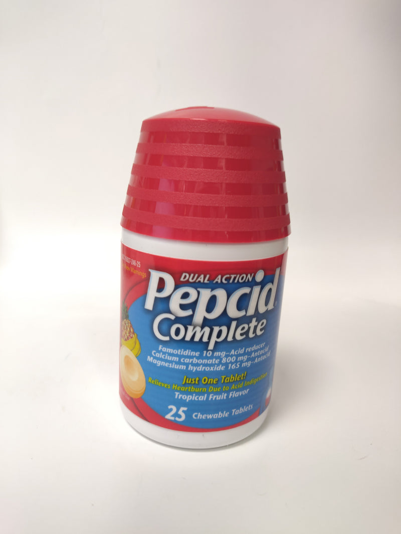 Pepcid Complete Dual Action, Tropical Fruit - 25 count chewable tablets