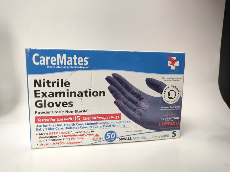 CareMates Nitrile Examination Gloves, Size Small - 50 pc