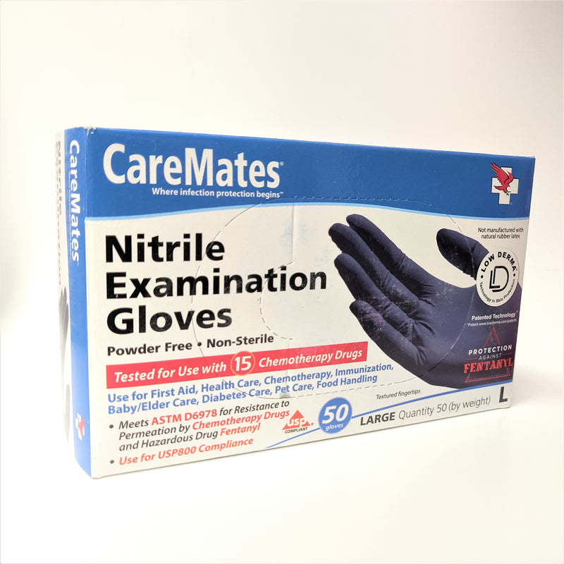 CareMates Nitrile Examination Gloves, Size Large - 50 pc