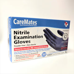 CareMates Nitrile Examination Gloves, Size Large - 50 pc