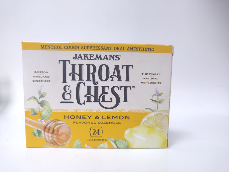 Jakemans Throat & Chest Honey & Lemon Flavored Lozenges - 24 ct*