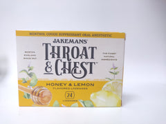 Jakemans Throat & Chest Honey & Lemon Flavored Lozenges - 24 ct*