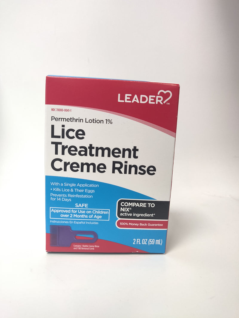 Leader Permethrin Lotion 1% Lice Treatment Creme Rinse with Nit Removal Comb, 2 fl oz