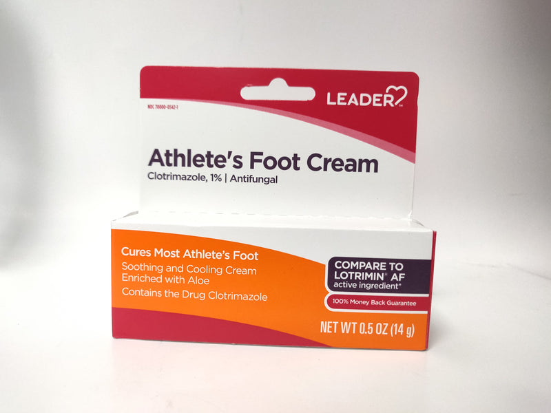 Leader Athlete's Foot Cream - Clotrimazole 1%, Antifungal - 0.5 oz (14 g)