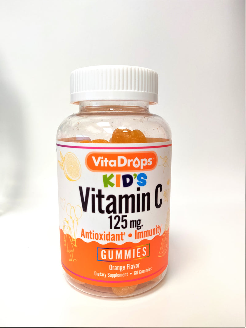 VitaDrops Kid's Vitamin C 125 mg Antioxidant & Immunity Supplement Gummies - Vegetarian - 60 ct