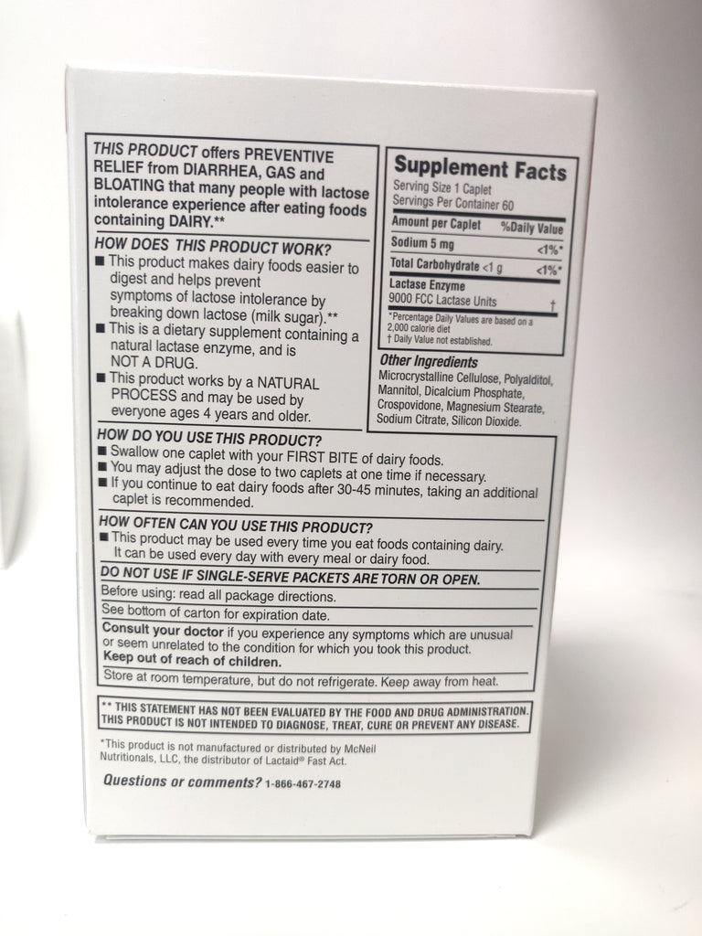 Leader Dairy Digestive Lactase Enzyme Dietary Supplement - 60 caplets ...