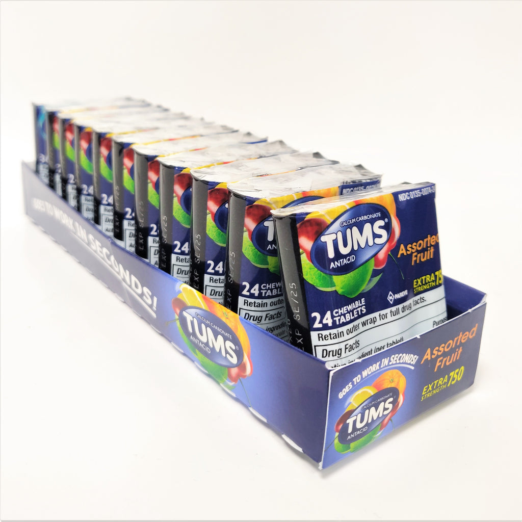 Value Pack Tums Extra Strength Antacid - Assorted Fruit - 12 x 24 Chewable Tablets