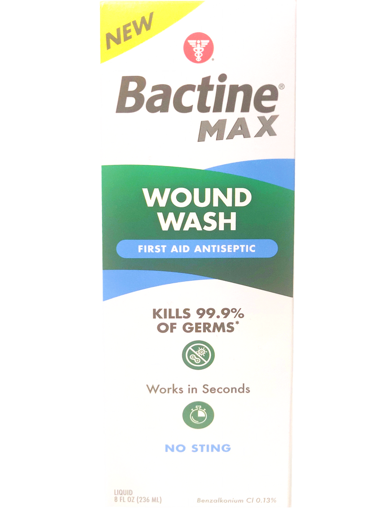 New Bactine MAX Wound Wash First Aid Antiseptic works in seconds to kill 99.9% of germs commonly associated with skin infections. No sting. 