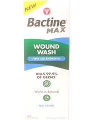 New Bactine MAX Wound Wash First Aid Antiseptic works in seconds to kill 99.9% of germs commonly associated with skin infections. No sting. 