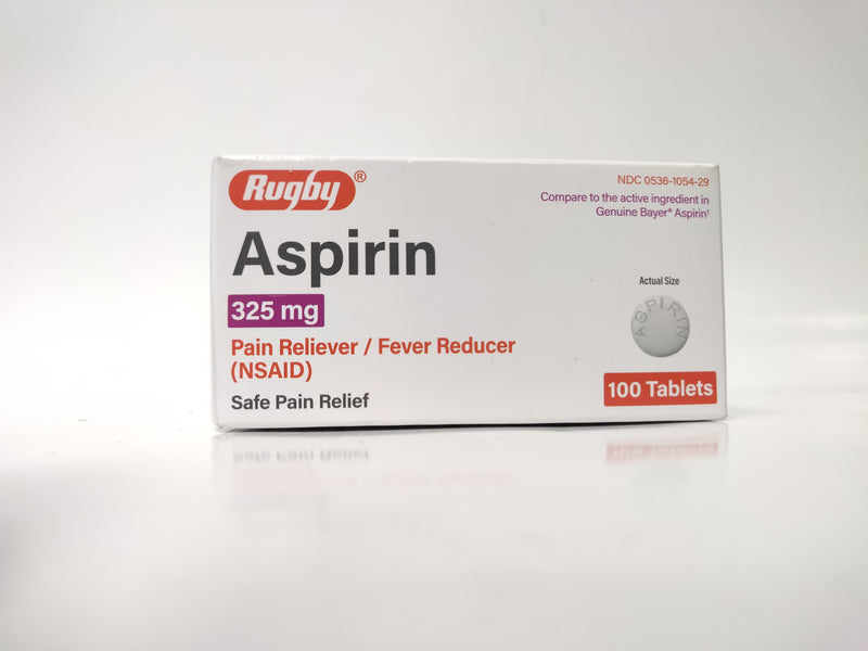Rugby Aspirin 325 mg Pain Reliever & Fever Reducer, 100 ct
