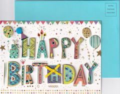 PAPYRUS x W. TURNOWSKY - Happy Birthday 3D Embellishments Patterned Greeting Card