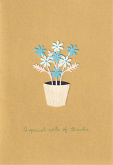 PAPYRUS x Baci's Co LTD - Pot Of Daisies On Gold Shimmer Cardstock, Thank You Card