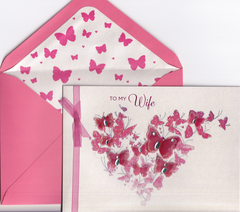 PAPYRUS - Pink Vellum Butterflies You Make My Heart Flutter Wife Anniversary Card
