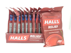 Halls Relief Menthol Cough Suppressant Drops - Cherry Flavor - Value Pack 12 bags x 30 drops