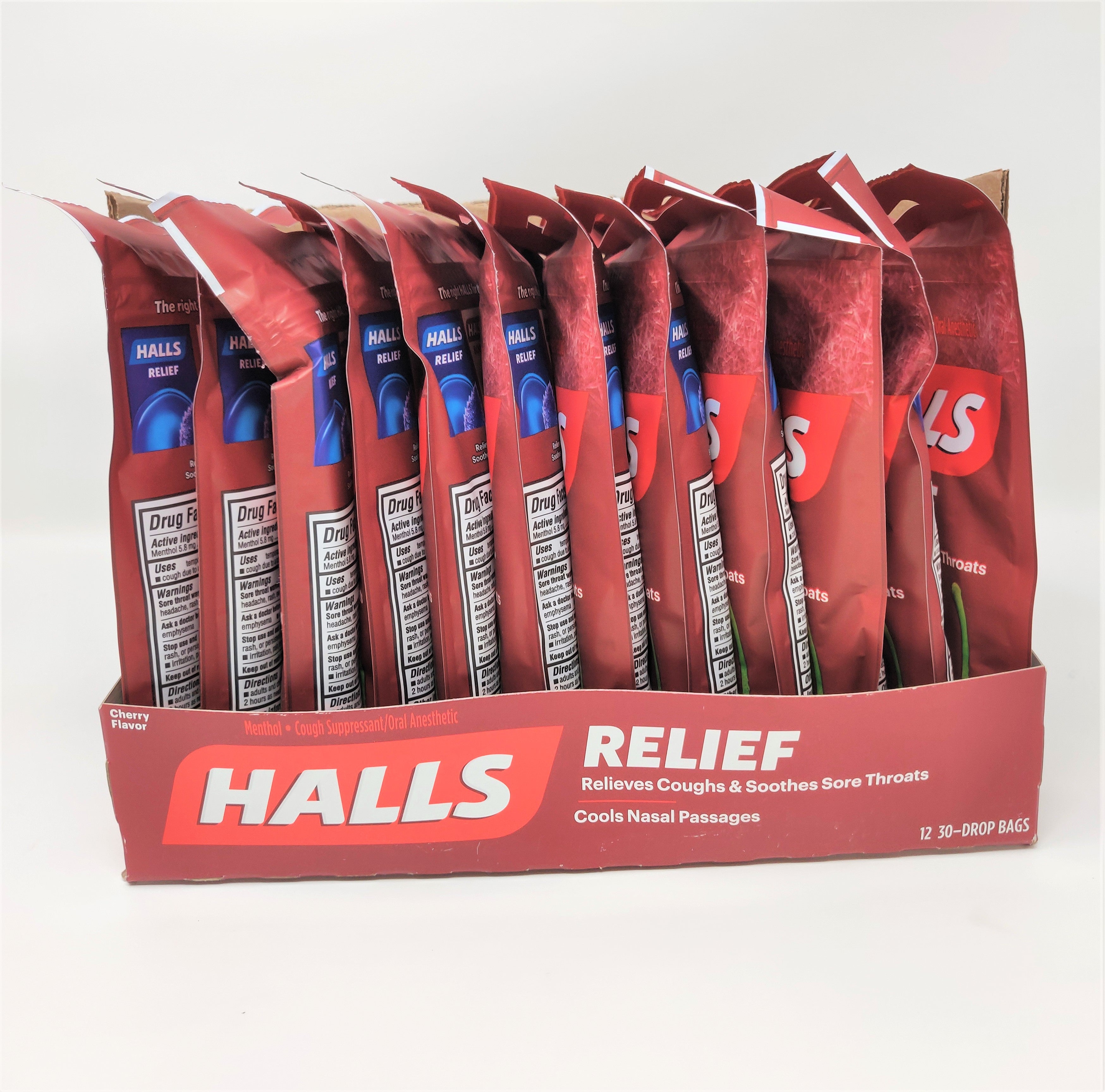 HALLS Relief Cherry Cough Drops, 30 Drops