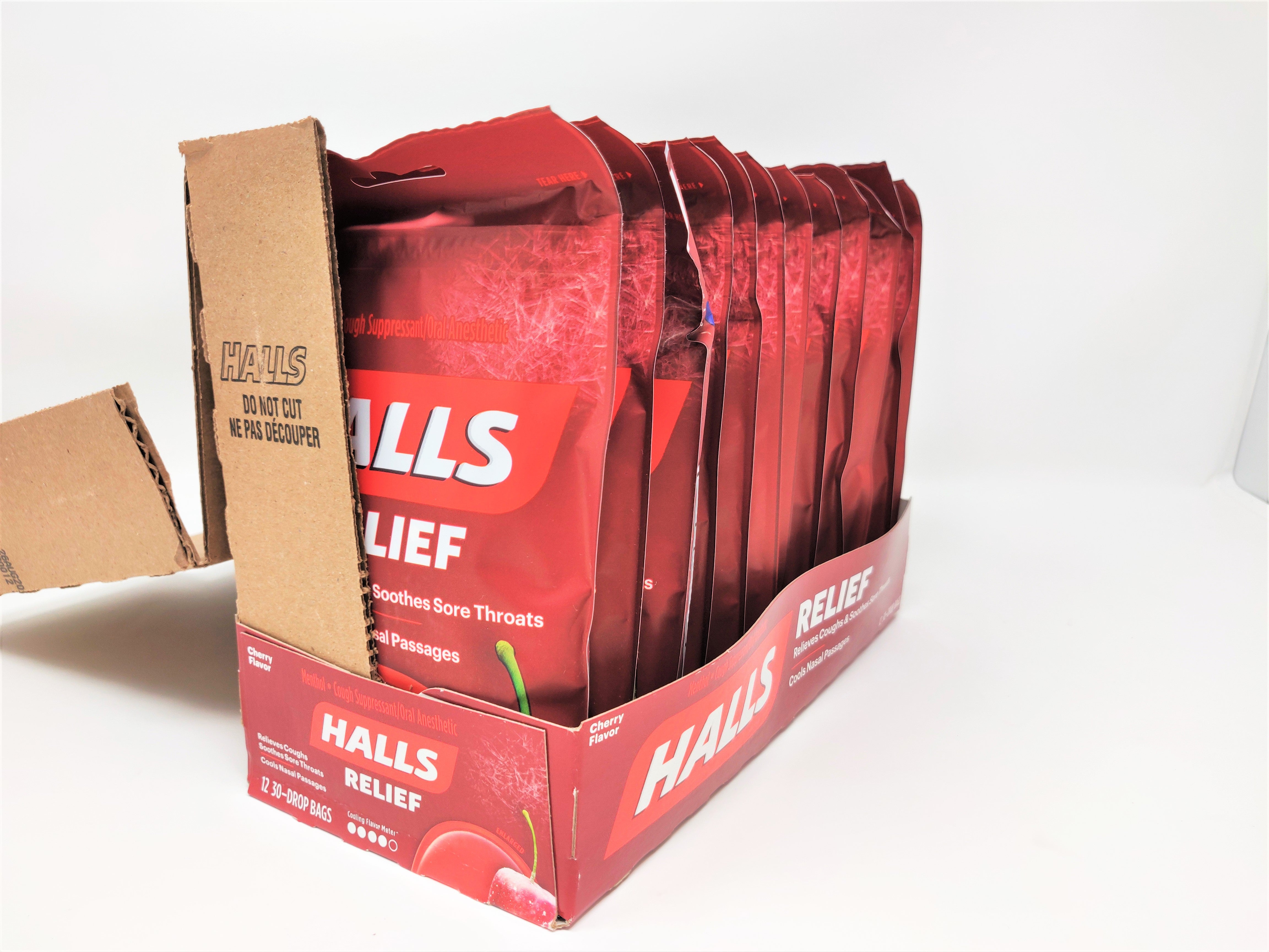 HALLS Relief Cherry Cough Drops, 30 Drops