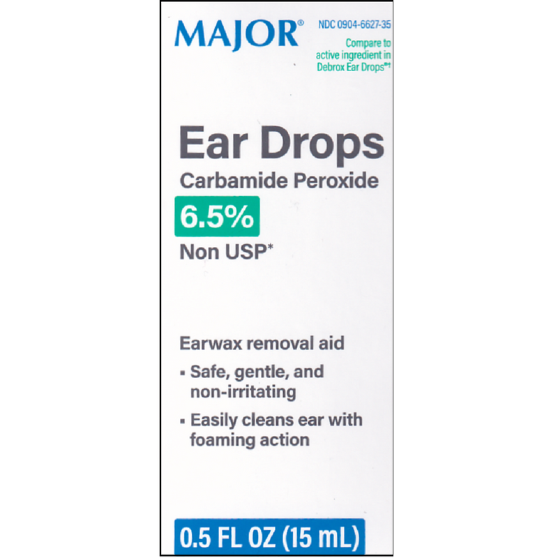 Major Carbamide Peroxide 6.5% non USP Ear Drops Earwax Removal Aid - 0.5 fl oz*