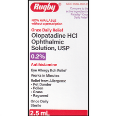 Rugby Once Daily Olopatadine HCl Opthalmic Solution USP 0.2% Antihistamine, 2.5 ml