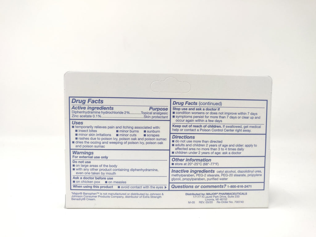 Major Extra Strength Banophen Anti Itch Cream - Topical Analgesic & Sk ...
