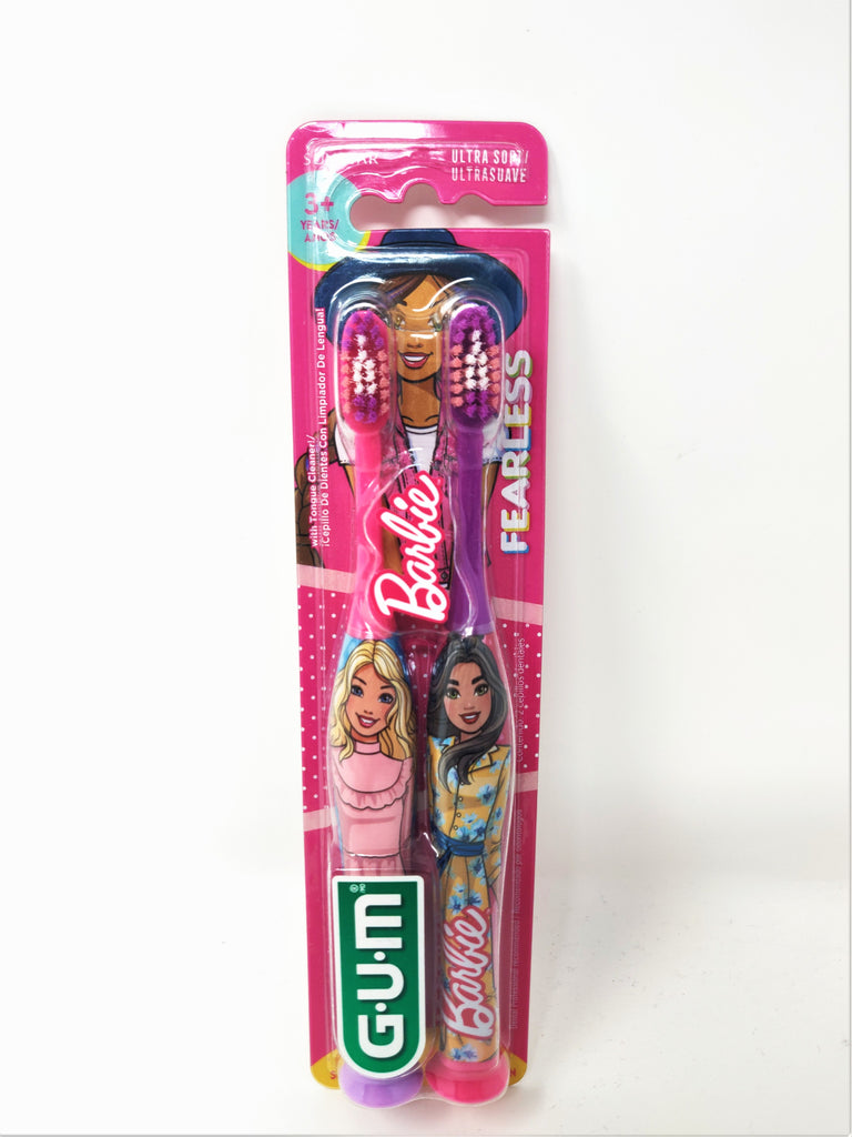 GUM Barbie Ultra Soft Training Toothbrush - Pack of 2 Brushes - For Ages 3+