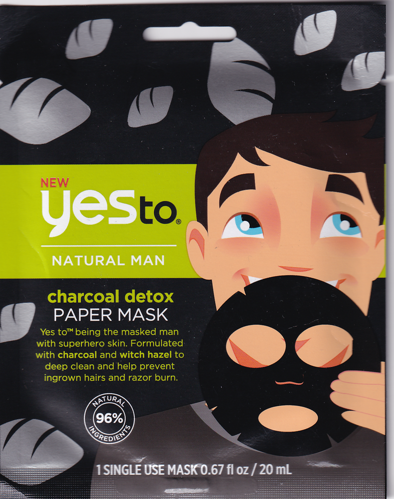 Yes To Natural Man Charcoal Detox Paper Face Mask, 1 ct - 0.67 fl oz