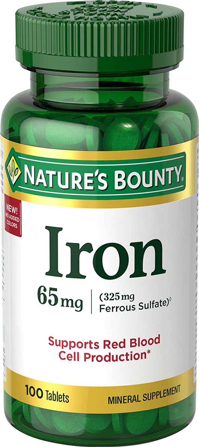 Nature's Bounty Iron 65 Mg (325 mg Ferrous Sulfate), 100 Tablets