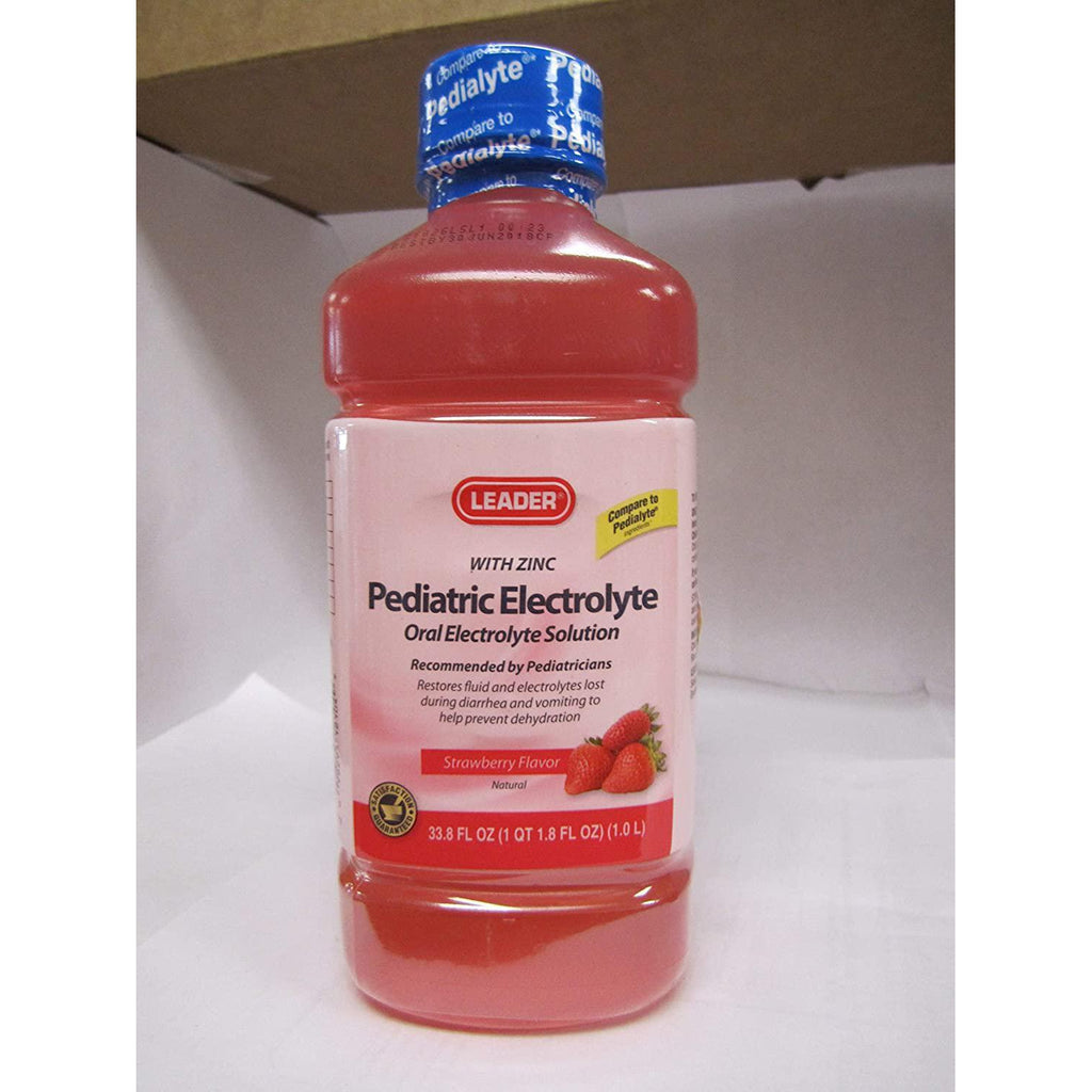 Leader Pediatric Electrolyte Oral Maintenance Solution Strawberry Flavor, 33.8 oz (1 Liter)