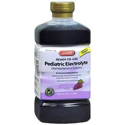 Leader Pediatric Electrolyte Oral Maintenance Solution, Grape Flavor, 33.8 oz (1 Liter)