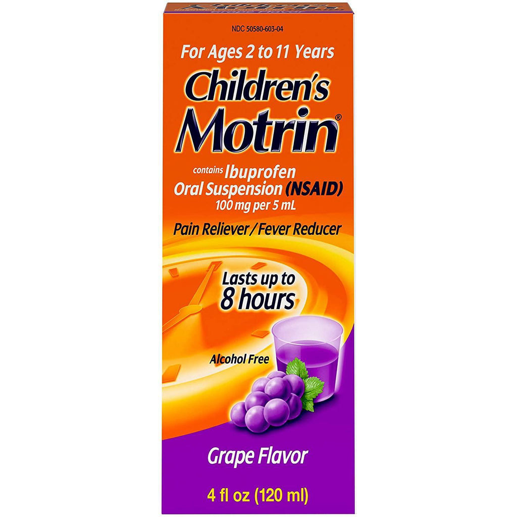 Children's Motrin Oral Suspension Medicine for Kids, 100mg Ibuprofen, Grape Flavored, 4 fl. oz