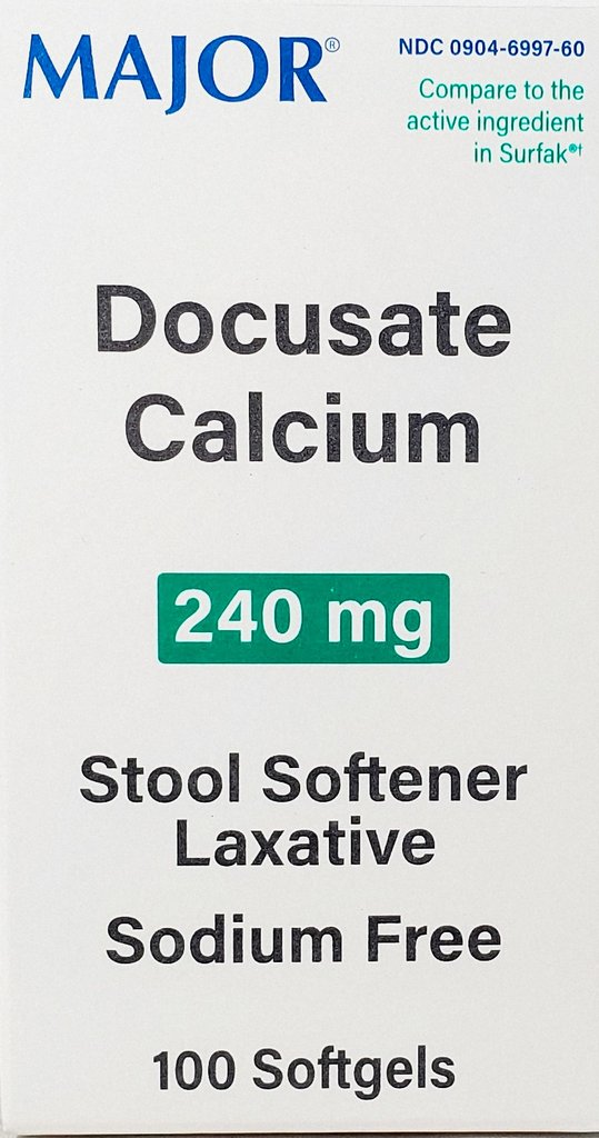 Major Docusate Calcium Stool Softener 240 mg - 100 ct Softgels