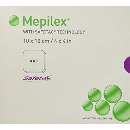 Mepilex Absorbent Soft Silicone Foam Dressings, 4"x4", Pack of 5