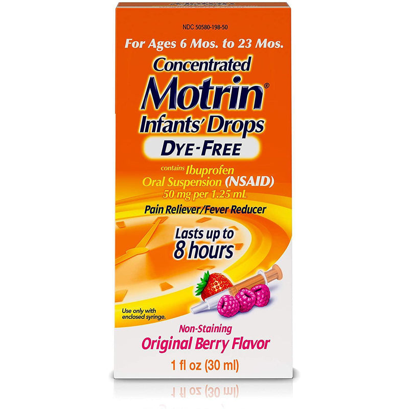 Infants' Motrin Concentrated Liquid Medicine Drops  DYE-FREE with Ibuprofen, Berry, 1 fl. oz