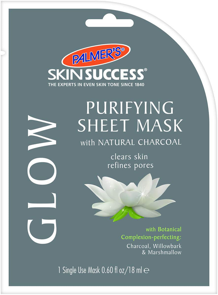 Palmer's Skin Success GLOW Purifying Sheet Mask with Natural Charcoal, Willowbark & Marshmallow 0.60 fl oz*