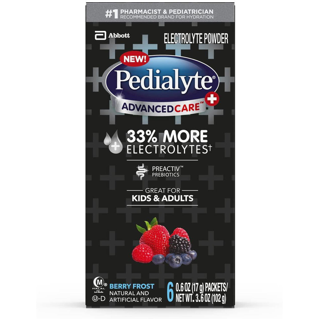 Pedialyte Advancecare Plus Powder, Berry Frost, 6x 0.6 oz Powder Pack (3.6 oz Count)