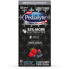 Pedialyte Advancecare Plus Powder, Berry Frost, 6x 0.6 oz Powder Pack (3.6 oz Count)