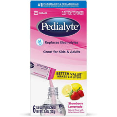 Pedialyte Electrolyte Powder, Strawberry Lemonade, Electrolyte Hydration Drink, 6 x 0.6 oz Powder Packs (3.6 oz Count)