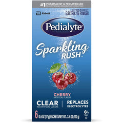 Pedialyte Sparkling Rush Electrolyte Powder, Cherry, Sparkling Electrolyte Hydration Drink, 6 x 0.6 oz Powder Pack (3.6 oz Count)