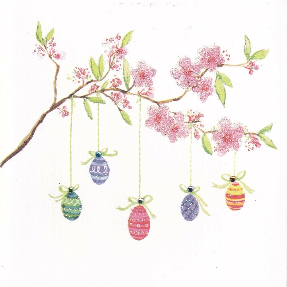 Papyrus Easter Card, Pink Flowered Branch, 1 Card