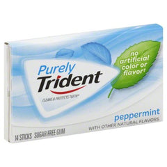 Purely Trident Sugar free Gum, Peppermint, 14 Sticks, 1 Package