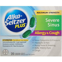 Alka-Seltzer Plus Severe Sinus Congestion Allergy and Cough Liquid Gels, 20 Liquid Gels