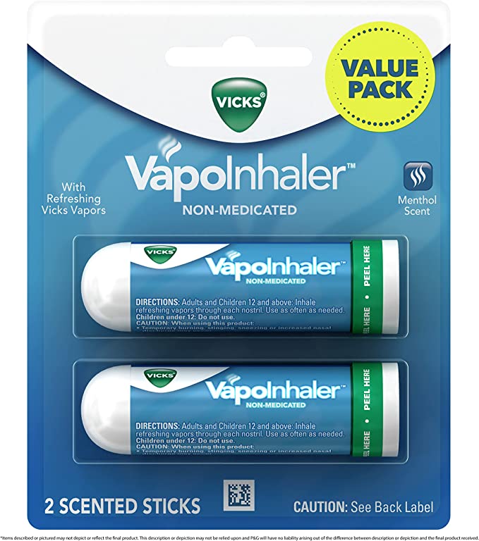 Vicks VapoInhaler, Portable Nasal Inhaler, Non-Medicated, Soothing