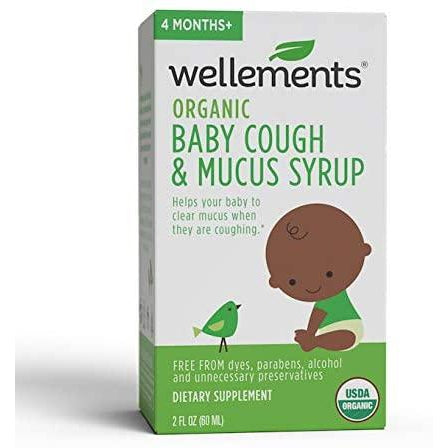 Wellements Organic Daytime Baby Cough & Mucus Syrup, Wild Cherry Bark & Slippery Elm Bark, 2 oz